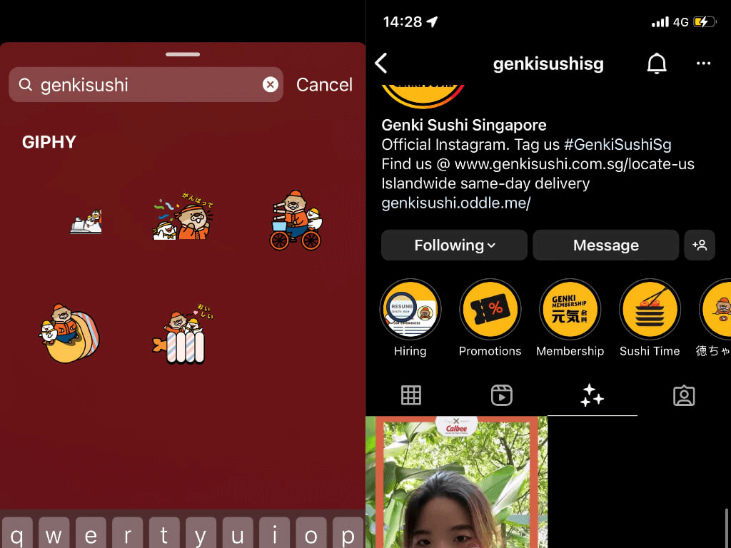 dtgenkixcalbee_genki sushi x calbee stickers and filters on instagram