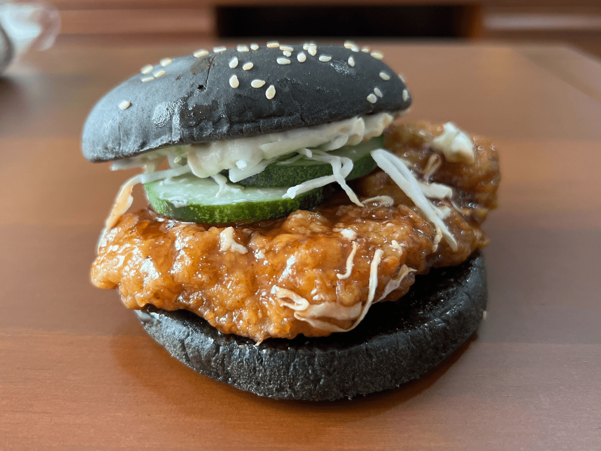 A closer look at the Ninja chicken burger.