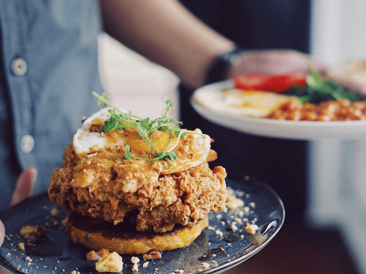 Riders Cafe's fried chicken and corn cakes
