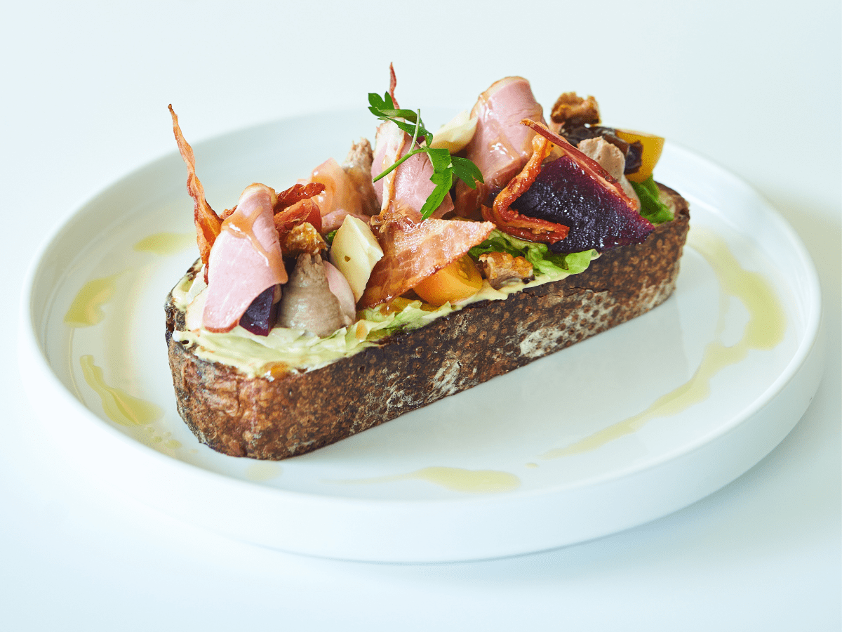 Alkove smoked duck tartine