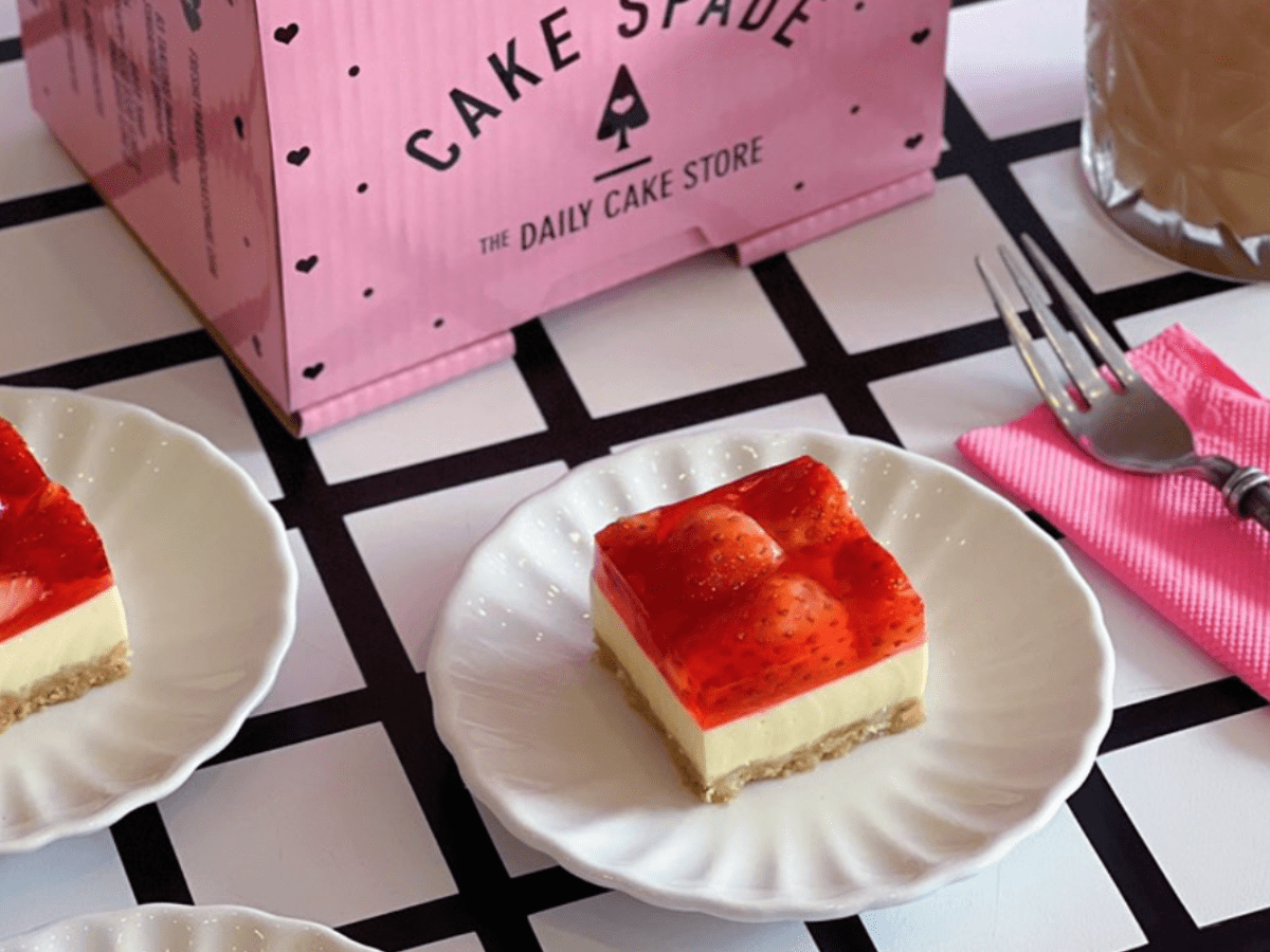 Cake Spade signature strawberry tofu cheesecake.