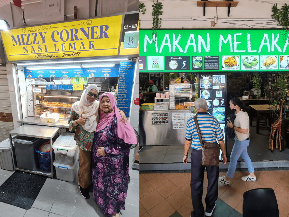 The Mizzy Corner Nasi Lemak stall (left) and Makan Melaka stall (right).
