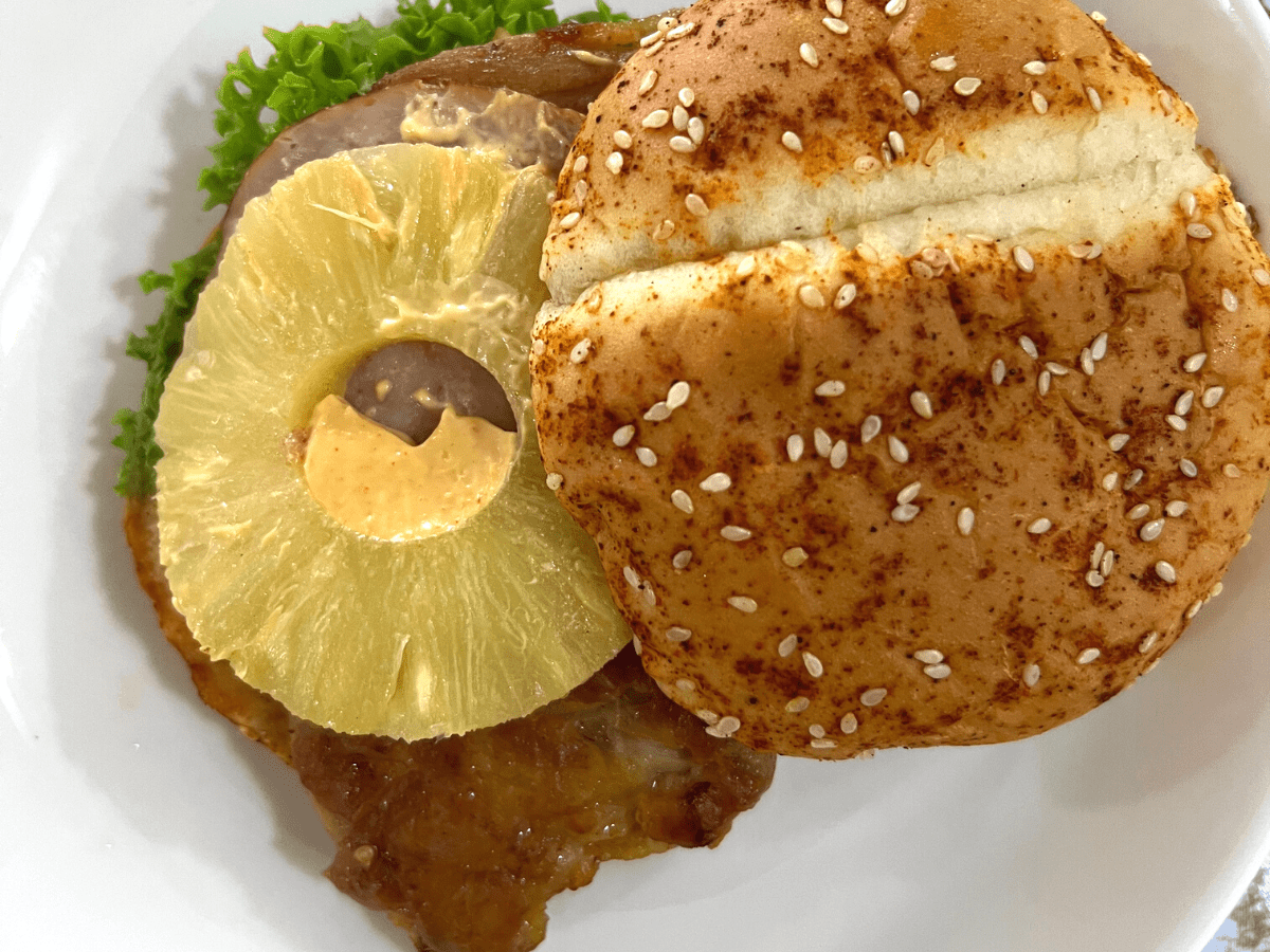 Top view of the Hawaiian Grilled Chicken Burger