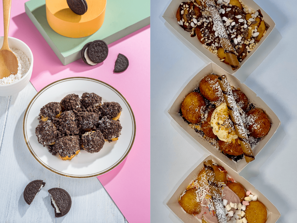 The Oreo bomb (left) and dochi & gelato (right). Photo: Dochi Dochi Dochi Dochi