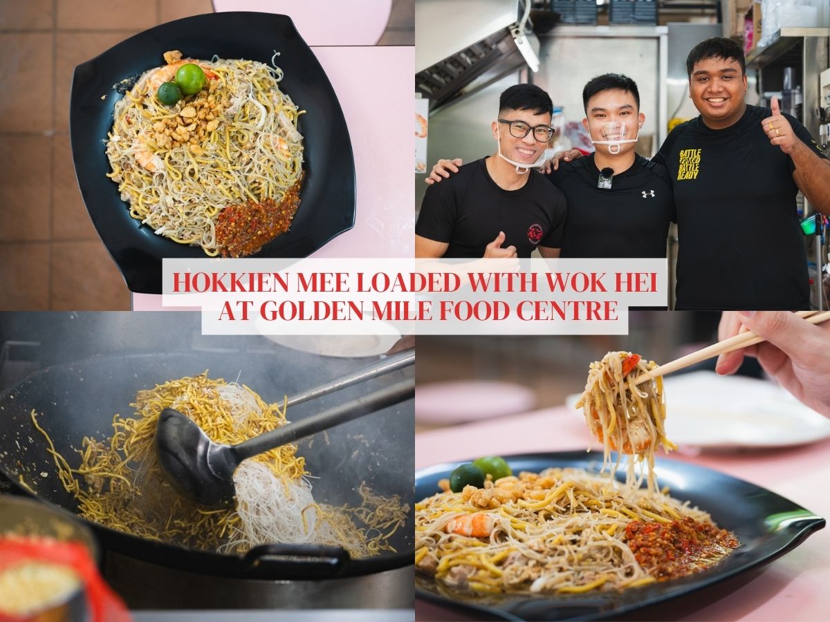 A Golden Mile Food Centre gem: Shiok Hokkien Mee serves wok-hei-filled noods by three young hawkers