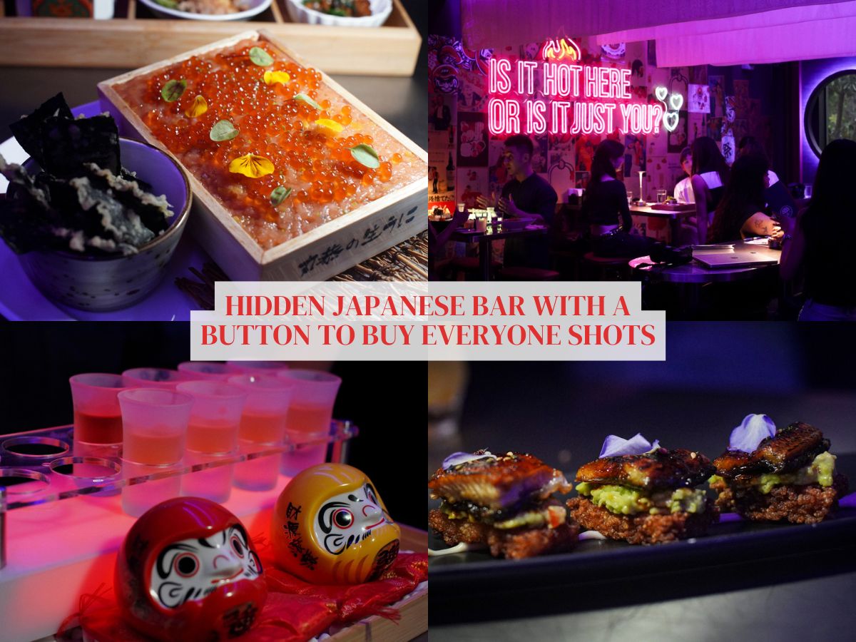 Shako-Ba: Hidden Japanese bar at Boat Quay with fun vibes, neon lights and a button to buy shots for everyone