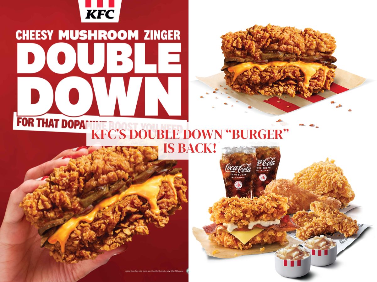 KFC’s cheesy mushroom Zinger Double Down is making a comeback in Singapore!