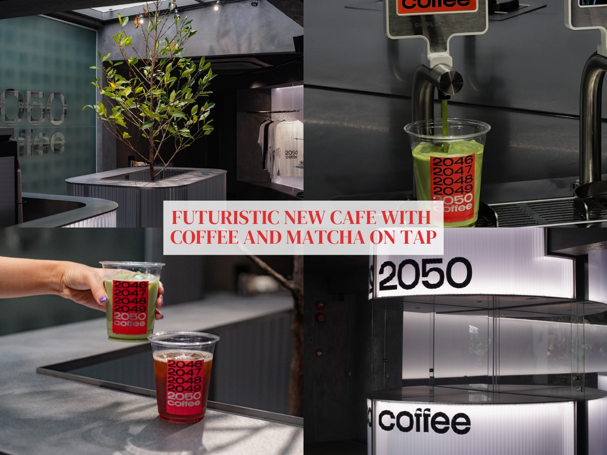 Kyoto’s 2050 Coffee is now in Singapore with automated coffee and matcha taps, futuristic aesthetics