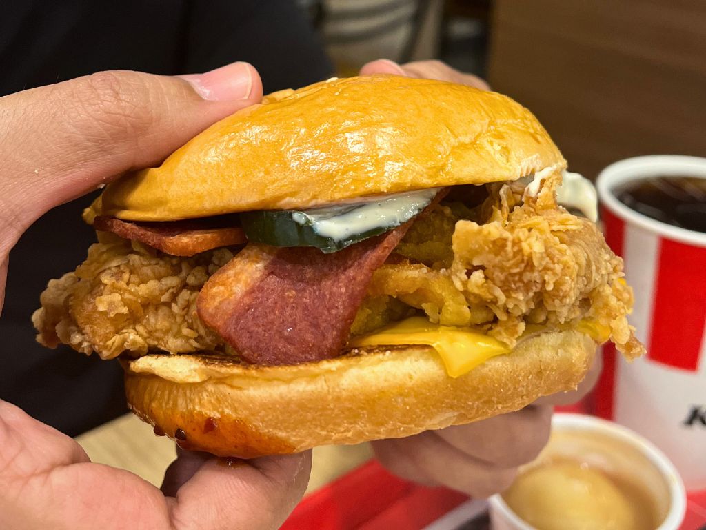The Ultimate Smokey burger. Photo: Angeline Ang/HungryGoWhere kfc ultimate smokey burger