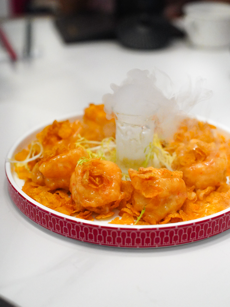 Cornflakes with prawn balls is a cool idea! Photo: Evan Mua/HungryGoWhere mansion 7 cantonese cuisine