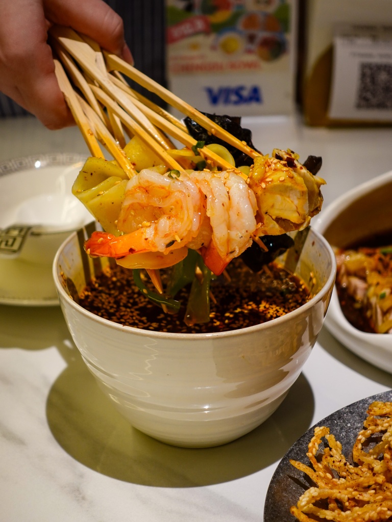 A classic — spicy skewers. Photo: Sarah Chua/HungryGoWhere Chengdu Bowl Changi T3
