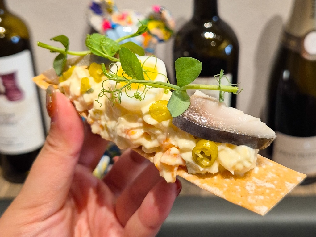 Japanese mackerel with Spanish potato salad. Photo: Sarah Chua/HungryGoWhere humo spanish izakaya singapore