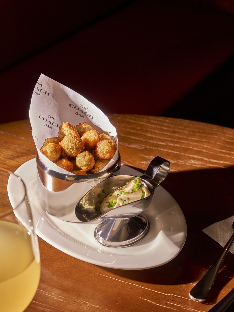 Our favourite of the lot were these fried olives, stuffed with red pepper, and served with a French onion dip, they were incredibly addictive. Photo: The Coach Bar coach bar singapore keong saik
