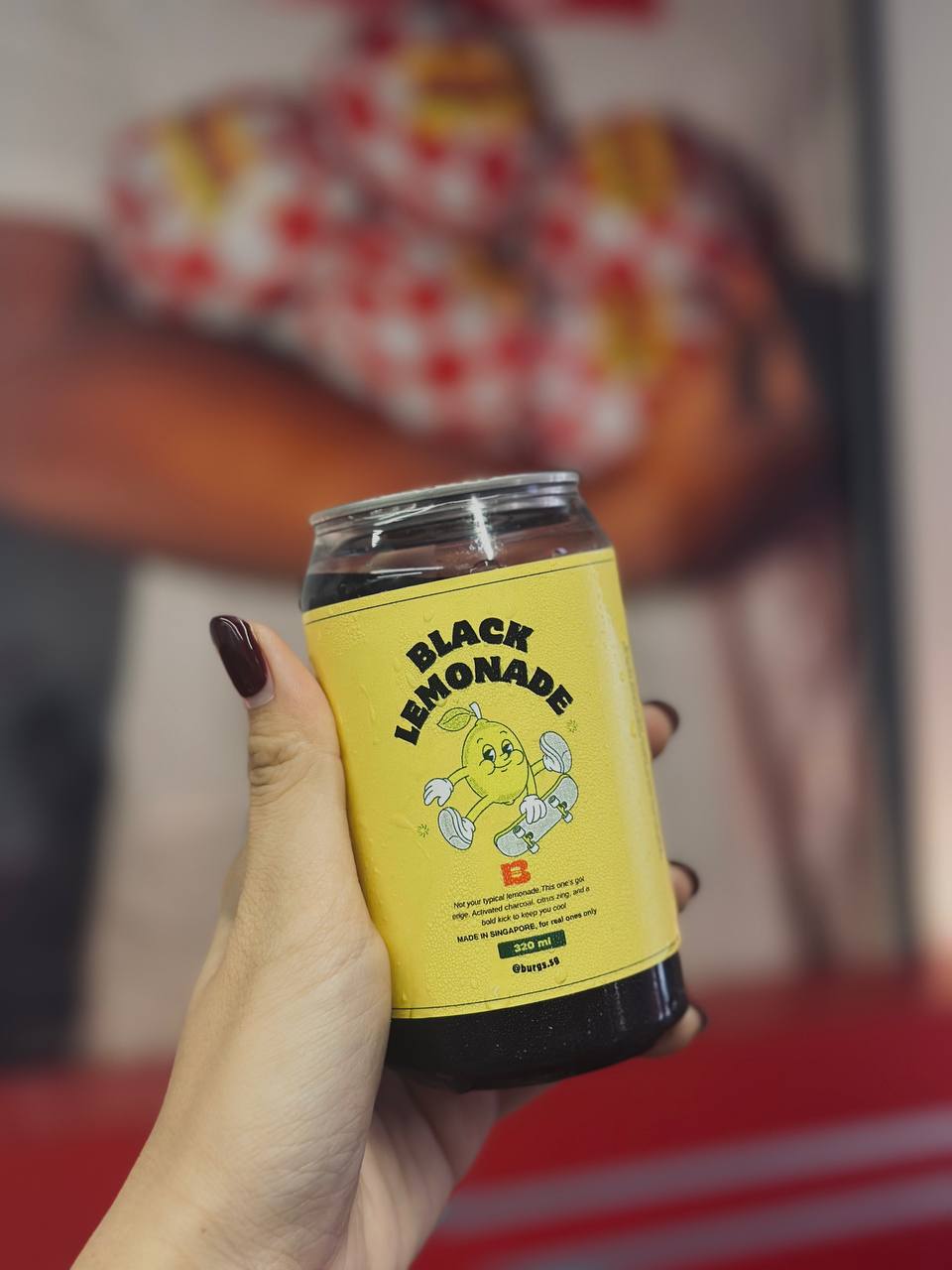 Black lemonade. Photo: Shannon Ong/HungryGoWhere Burgs Singapore