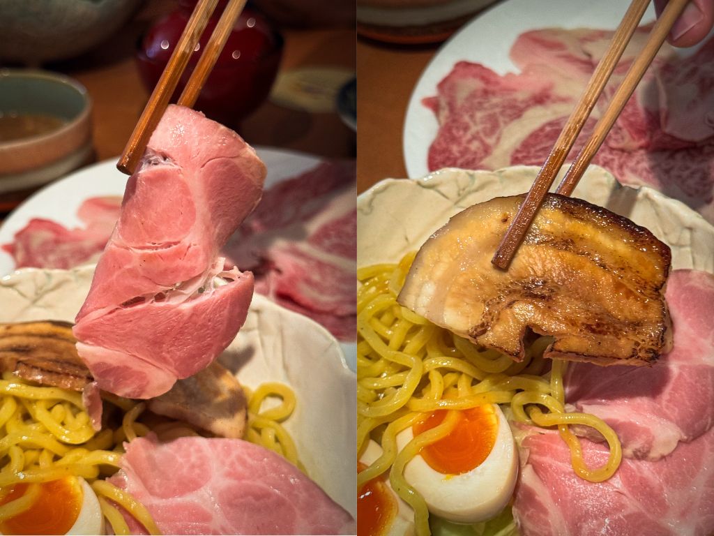 The special marinated charsiu on the left, and the roasted charsiu on the right. Photo: Gaelmaine Hoong/HungryGoWhere Towa Singapore