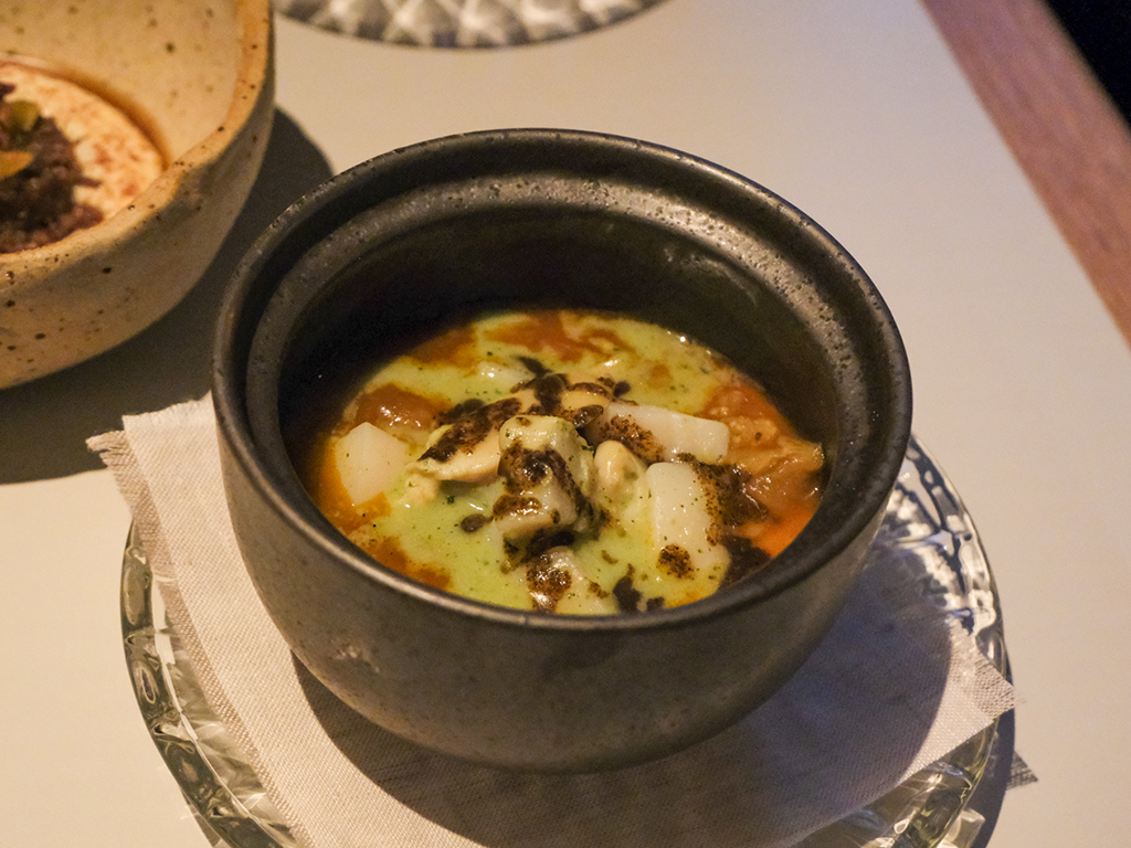 Assam pedas clam custard with Hokkaido scallop. Photo: Gary Lim/HungryGoWhere Belimbing