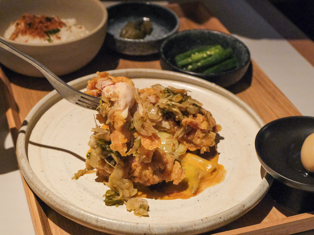 The fried chicken main is meaty, and well-made, but lacks the clever sparkle of the others. Photo: Gary Lim/HungryGoWhere Belimbing