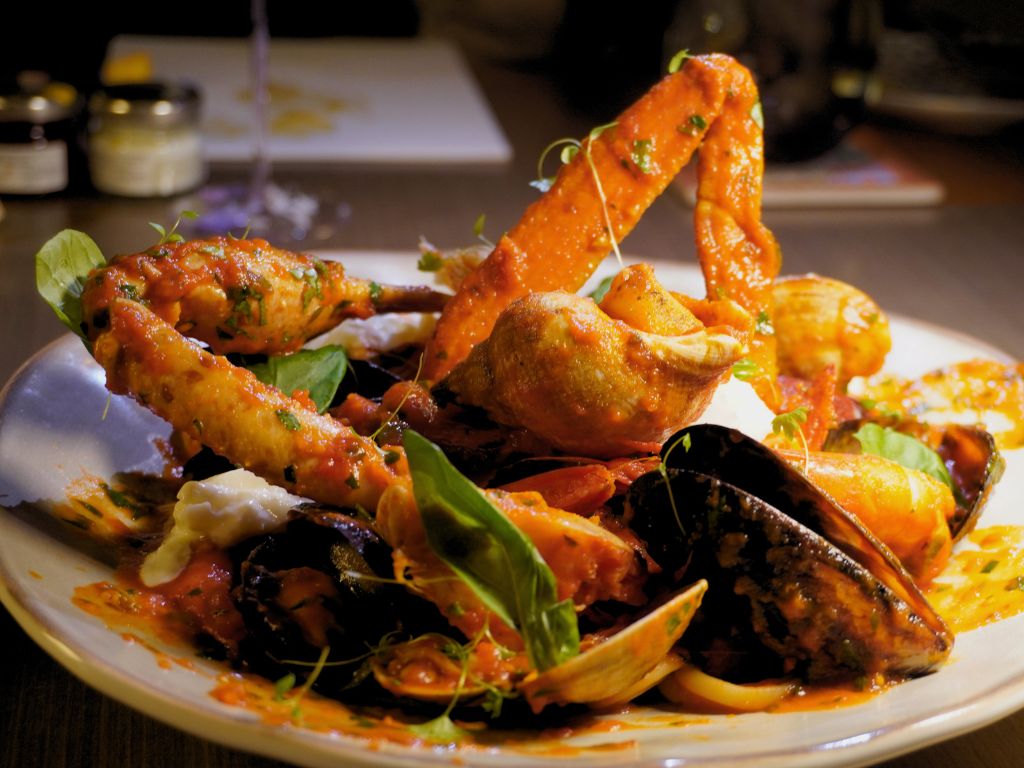 Glorious mountain of seafood, sauce and pasta. Photo: Angeline Ang/HungryGoWhere the lobby lounge
