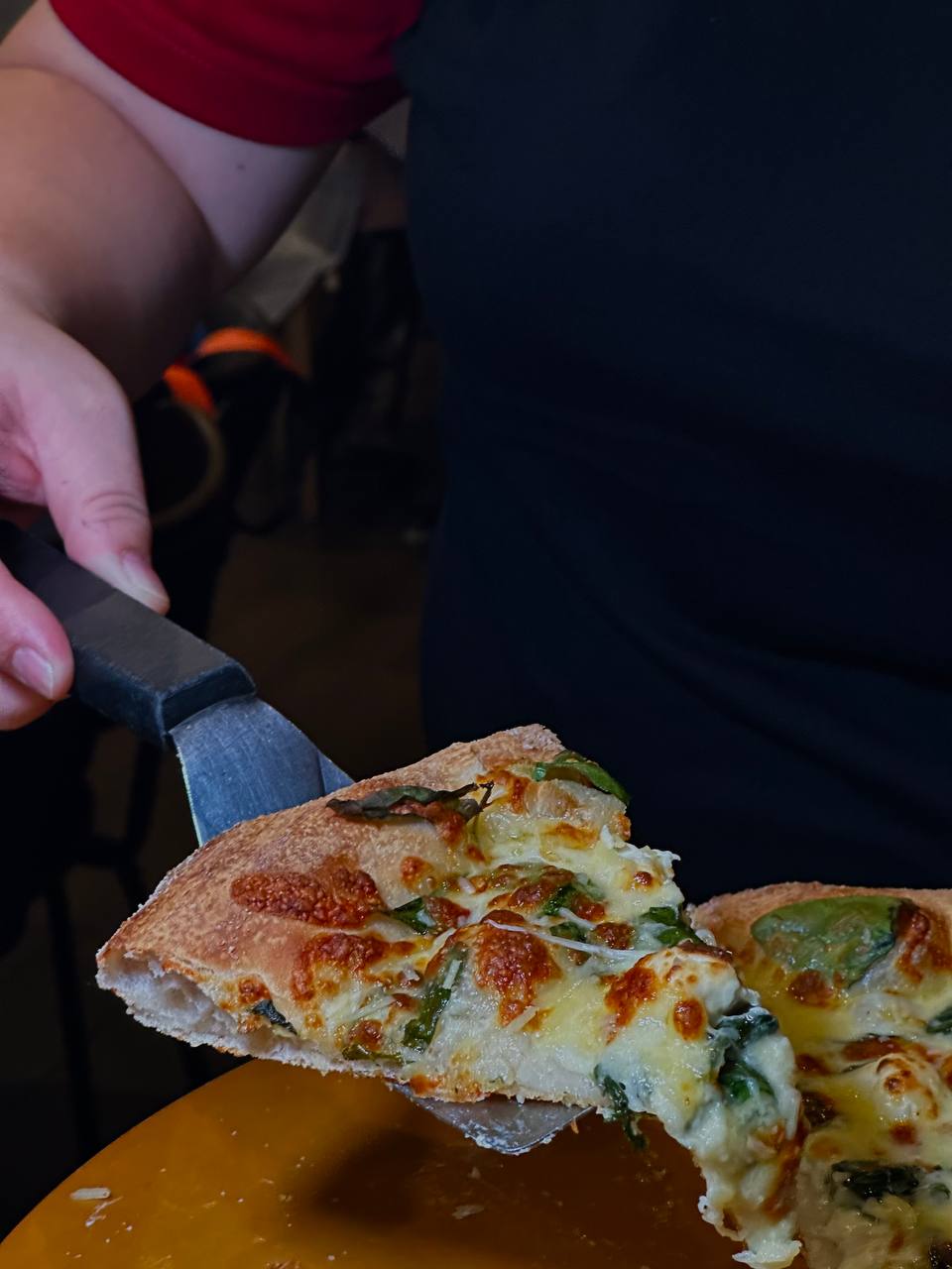 Cheesy spinach sourdough pizza. Photo: Shannon Ong/HungryGoWhere Pizza Hut sourdough