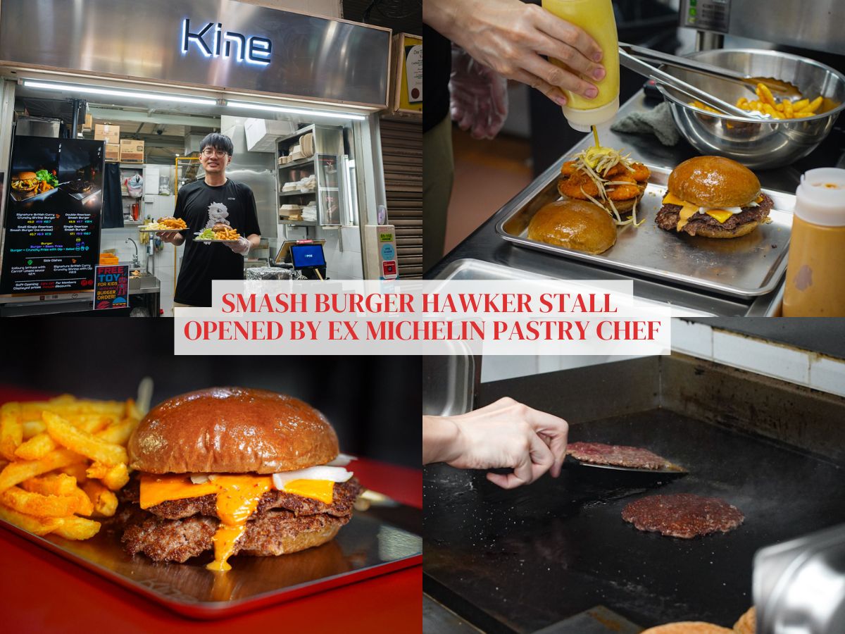 Kine: Burger hawker stall at ABC Brickworks with curry shrimp and smash burgers by ex-Michelin pastry chef