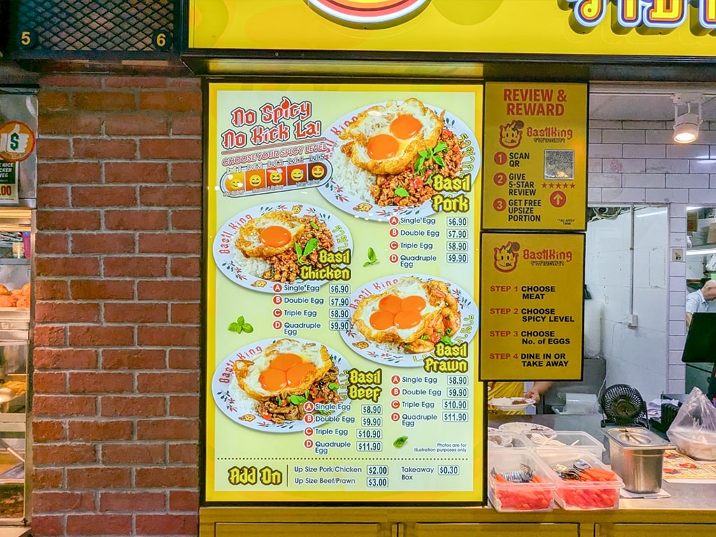 Pick your protein, choose your spice level, and tell them how many eggs you want. Photo: Gary Lim/HungryGoWhere Basil King Singapore