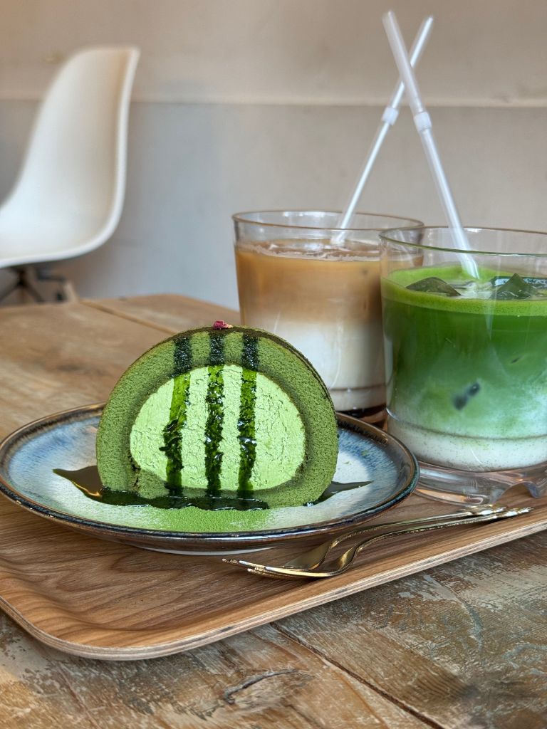 The matcha roll cake at Capoon is characterised by beautiful shades of green. Photo: Gaelmaine Hoong/HungryGoWhere tokyo food