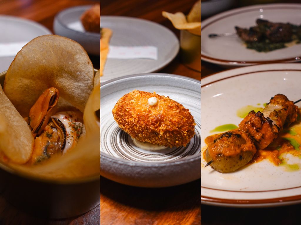 From left to right: The huevas, croqueta of the day, and octopus with pancetta skewer. Photos: Sarah Chua/HungryGoWhere movida singapore set lunch