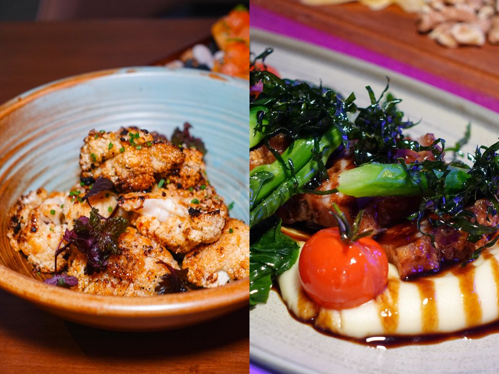 The pork belly (right) was downright delicious. Photo: Sarah Chua/HungryGoWhere Vinflow SG Keong Saik Road
