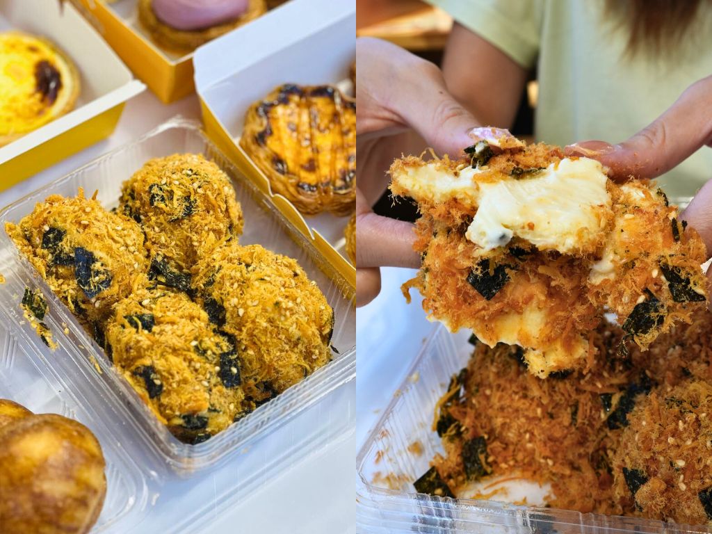 The popular Xiao Bei crispy floss cake. Photos: Shannon Yap/HungryGoWhere and Angeline Ang/HungryGoWhere bao's pastry