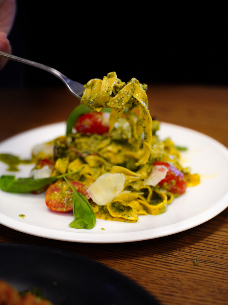 The pesto here uses pistachio instead! Photo: Evan Mua/HungryGoWhere eightisfy western