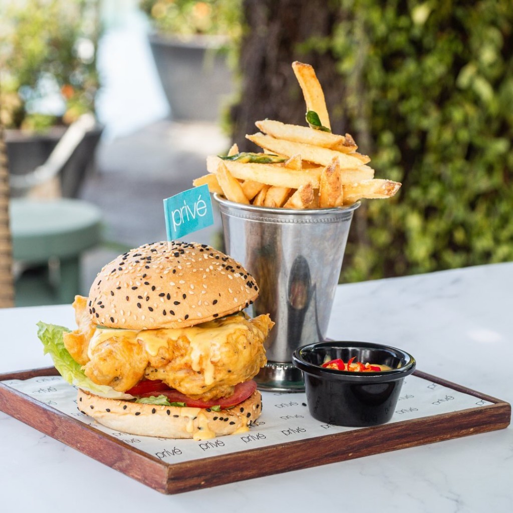Salted egg chicken burger. Photo: Prive/Instagram kid friendly restaurants