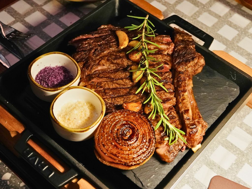 The ribeye is served with mulberry sea salt, smoked sea salt, and salsa verde. Photo: Shannon Yap/HungryGoWhere 1-alfaro