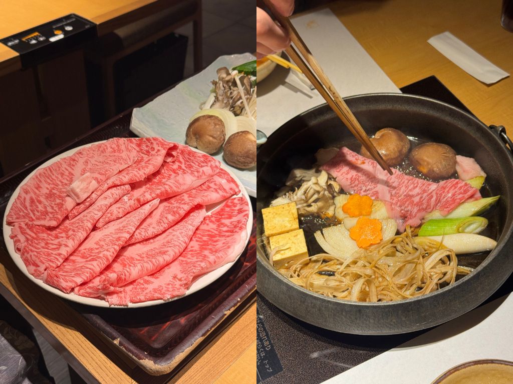 The marbled beef sukiyaki had just the right amount of fat to give it that melt-in-your-mouth texture without being too overwhelming. Photo: Gaelmaine Hoong/HungryGoWhere tokyo food
