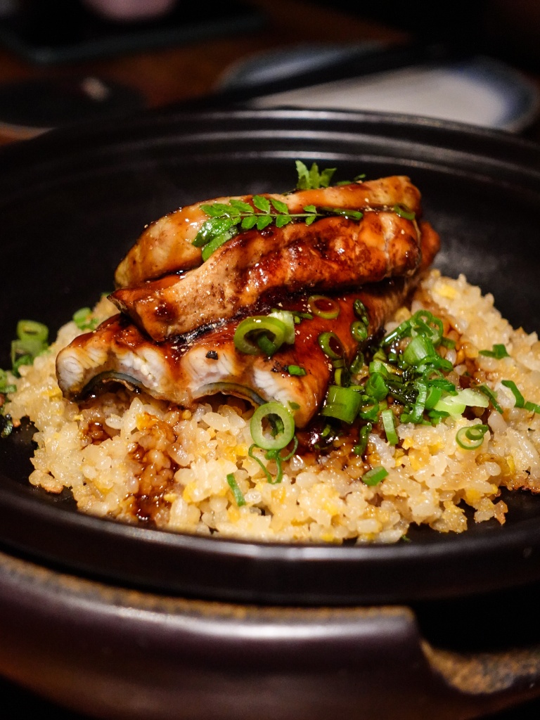 Unagi & foie gras donabe. Photo: Sarah Chua/HungryGoWhere neon pigeon 10th anniversary menu