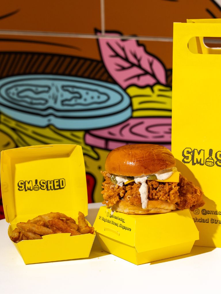 There’s also a fried chicken burger made in collaboration with Smashed. Photo: Mamee Monster Singapore mamee monster