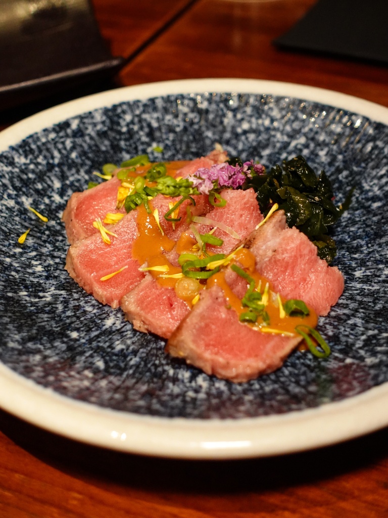 Toro tataki. Photo: Sarah Chua/HungryGoWhere neon pigeon 10th anniversary menu