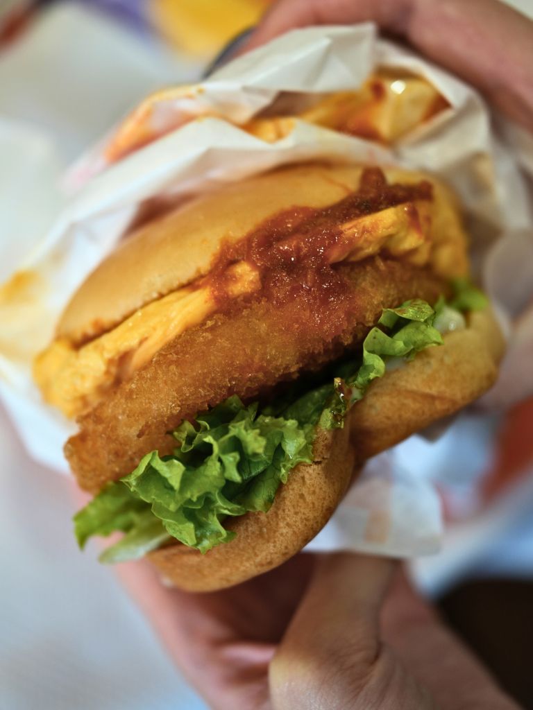 Brb, I’m making a beeline for the chilli crab sauce prawn burger. Photo: Roma Chonkar/HungryGoWhere Mcdonald's Singapore