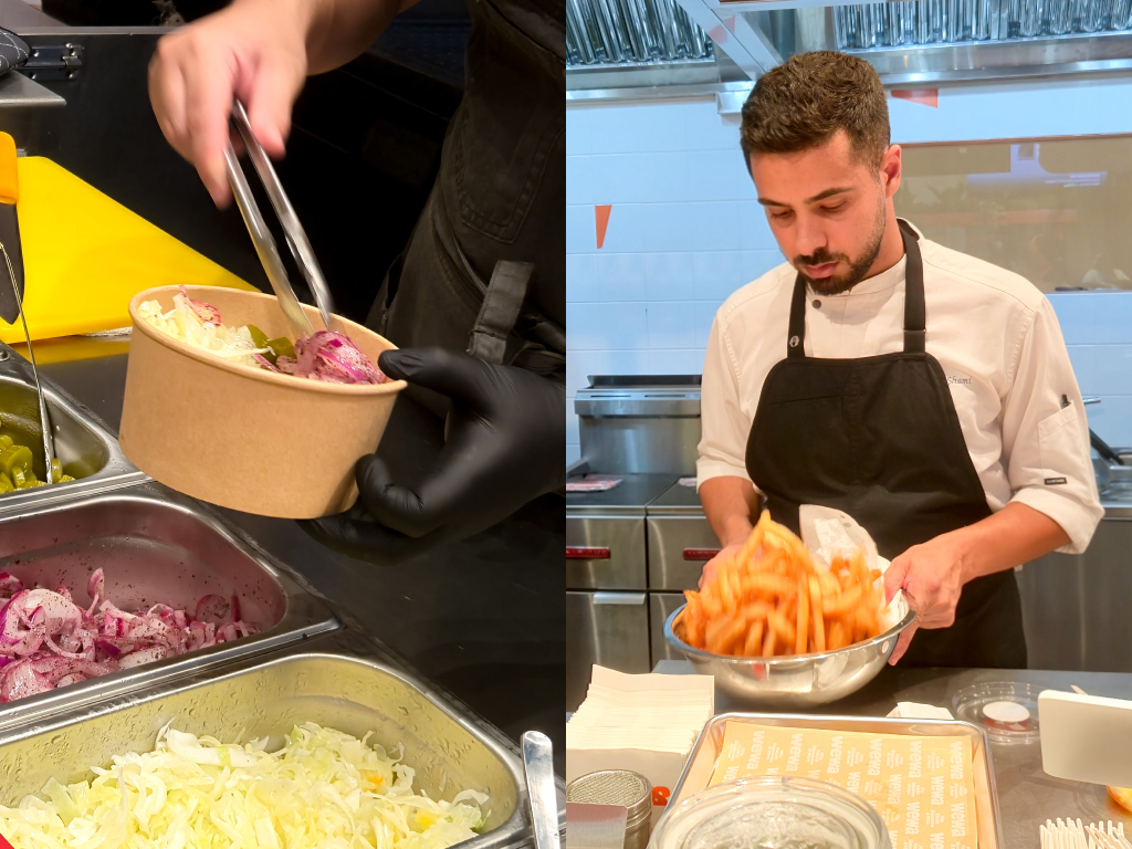 Preparing a bowl (left), tossing fries (right). Photos: Zawani Abdul Ghani/HungryGoWhere wewa orchard gateway