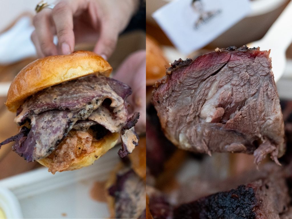 The smoked beef cheek burger and smoked Texas-style dino ribs. Photos: Angeline Ang/HungryGoWhere sentosa grillfest 2025
