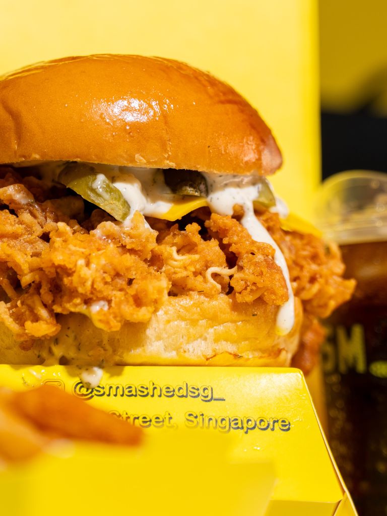 A close-up of the noodle-coated fried chicken. Photo: Mamee Monster Singapore mamee monster