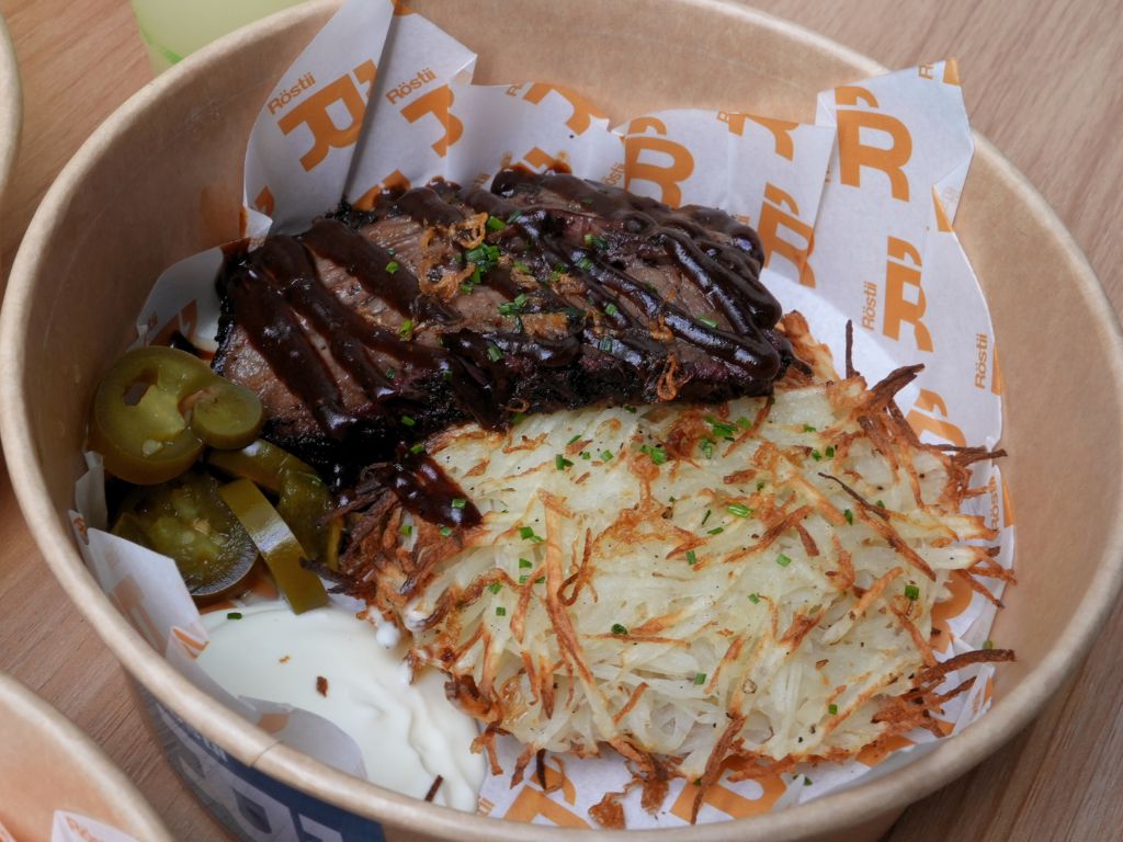 Crispy and fluffy rosti with the wagyu brisket. Photo: Angeline Ang/HungryGoWhere rostii telok ayer