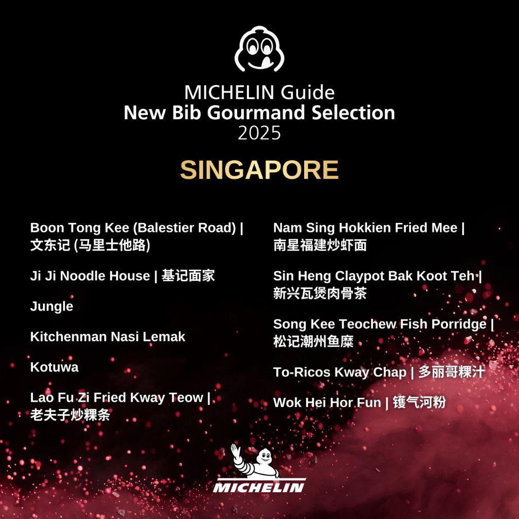 There are a total of 11 new establishments in Singapore this year. Photo: Michelin Guide Singapore michelin bib gourmand singapore 2025