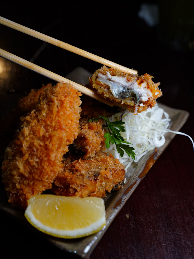 Deep-fried unagi and oyster for seafood lovers! Photo: Evan Mua/HungryGoWhere Shin Katsu Singapore
