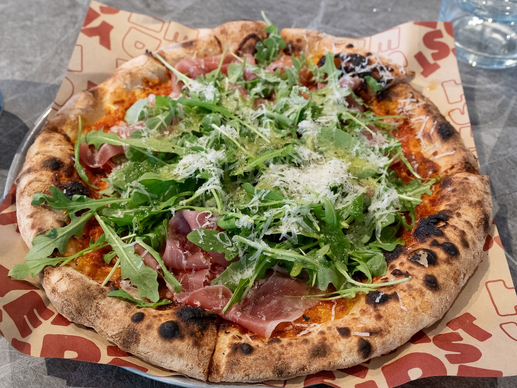 The prosciutto and arugula pizza has clean flavours. Photo: Angeline Ang/HungryGoWhere trifecta riders lounge