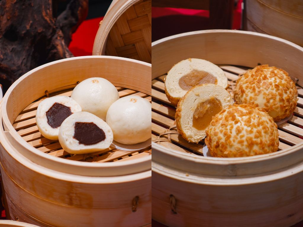 Honey chocolate buns (left) and steamed coconut yuzu bun (right). Photos: Sarah Chua/HungryGoWhere din tai fung RWS weave