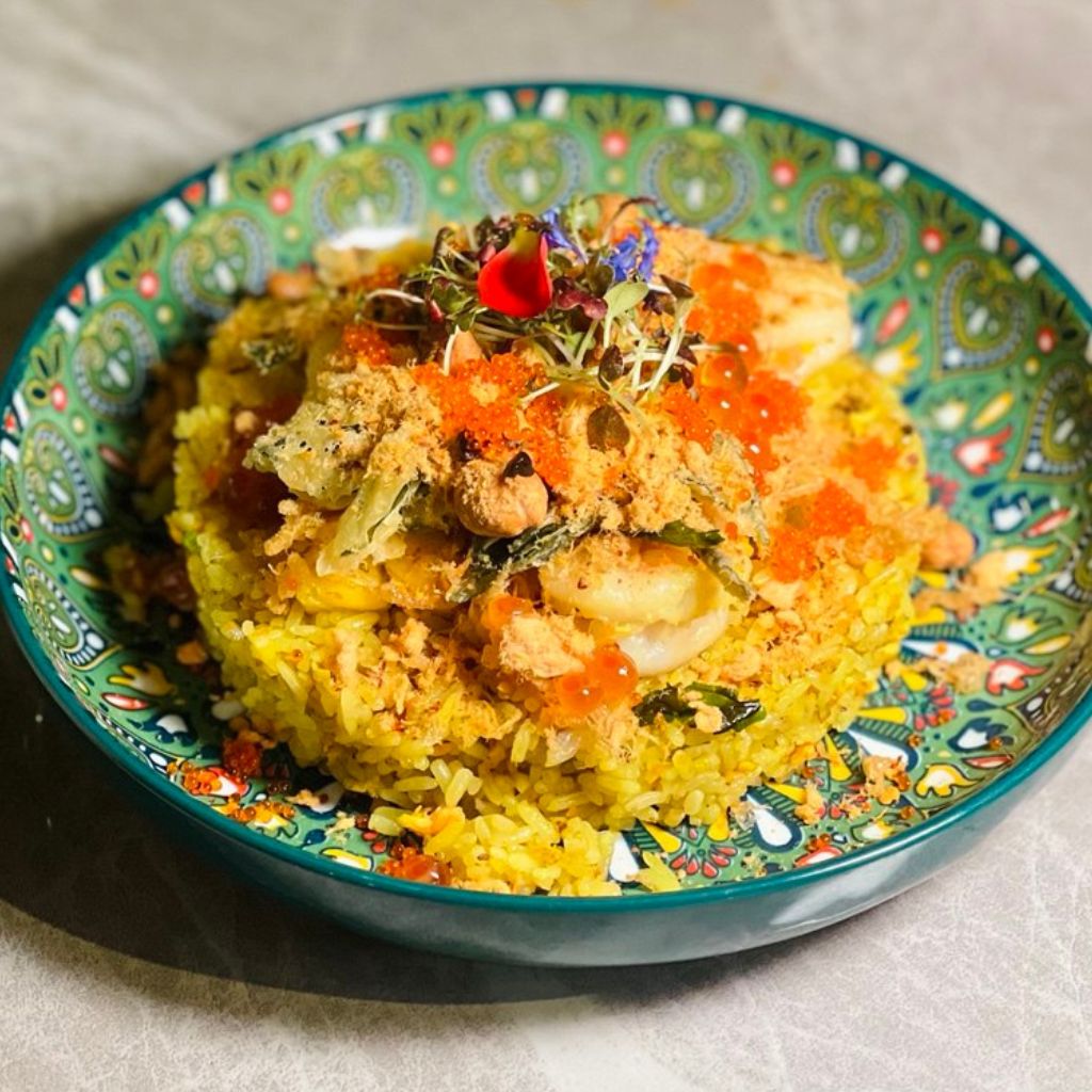 Fi’s pineapple rice stack is spruced up with more lavish ingredients. Photo: Shannon Yap/HungryGoWhere Fi Woodfire Thai