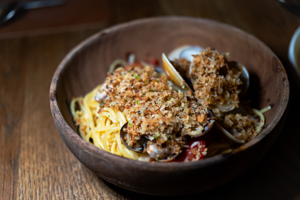 The spaghetti alle vongole is elevated by its chilli confit. Photo: Angeline Ang/HungryGoWhere il giardino botanic gardens