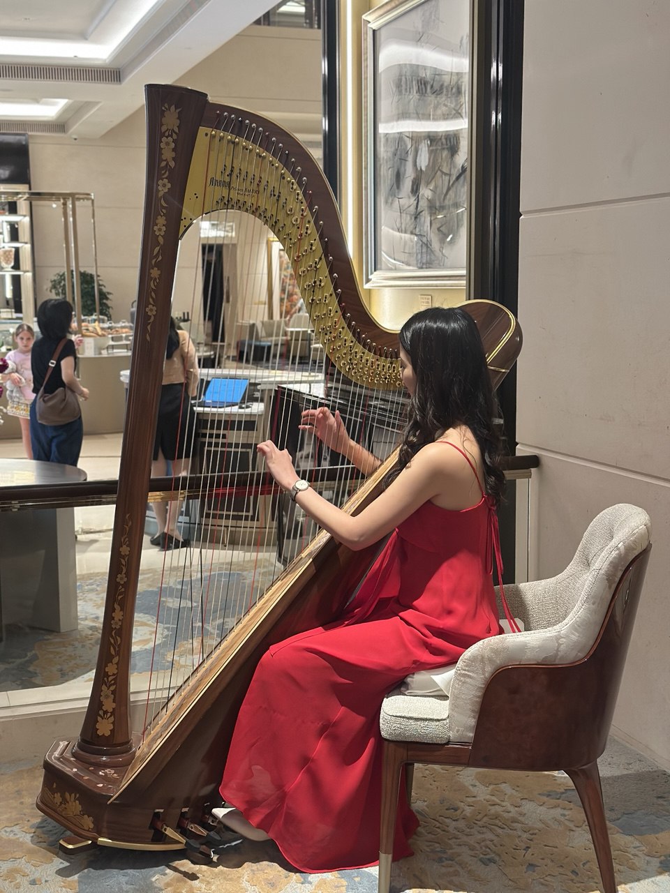 Harpist that’s here on the weekends. Photo: Shannon Ong/HungryGoWhere St. Regis