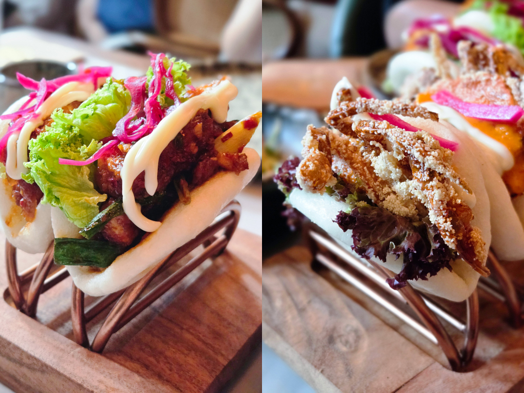Chilli garlic tofu bao (left), soft-shell crab bao (right). Photos: Zawani Abdul Ghani/HungryGoWhere August new menus