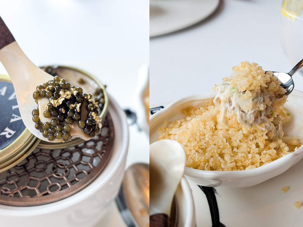 Housemade tofu with Kaluga caviar (left), lobster custard steamed in coconut milk (right). Photo: Zawani Abdul Ghani/HungryGoWhere tong le private dining